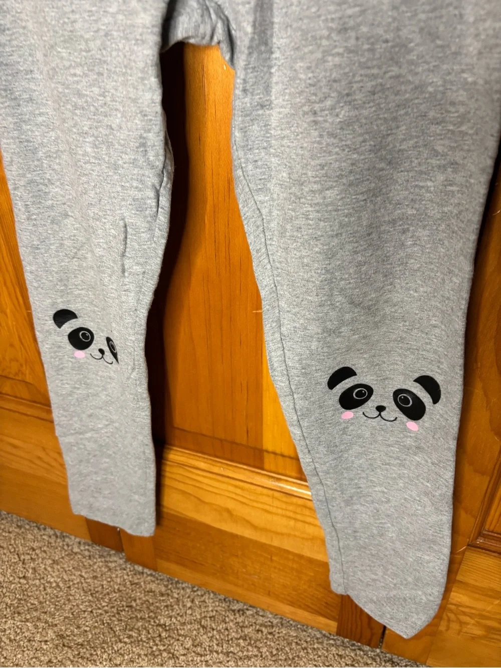 Justice Gray Panda Face Knee Leggings